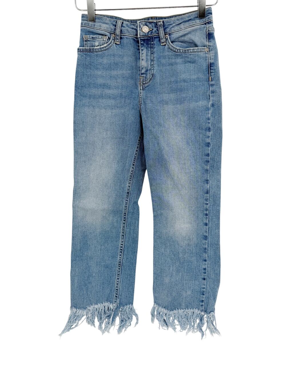 TOPSHOP Jeans Size 25 Topshop Moto Dree Straight Cropped Raw Hem